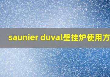 saunier duval壁挂炉使用方法